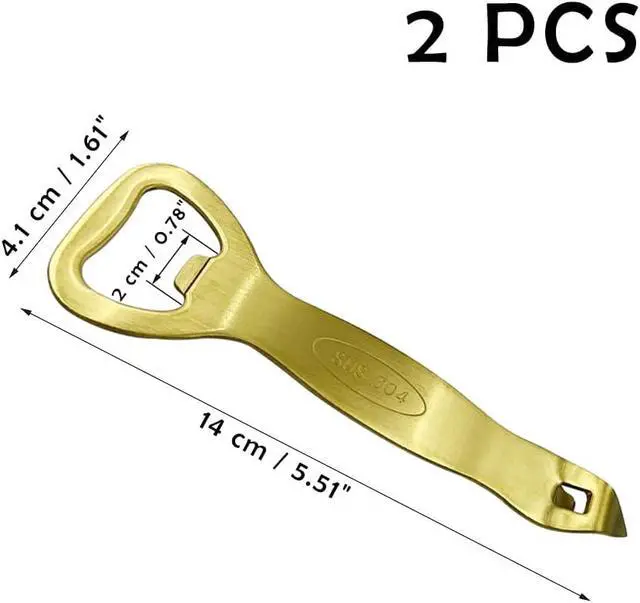 Alt view image 6 of 7 - 2 Pcs Gold Bottle Opener Stainless Steel Can Punch Opener Church Key Can Opener Beer Openers for Bar Kitchen Party, Gift for Men Husband Father Boyfriend