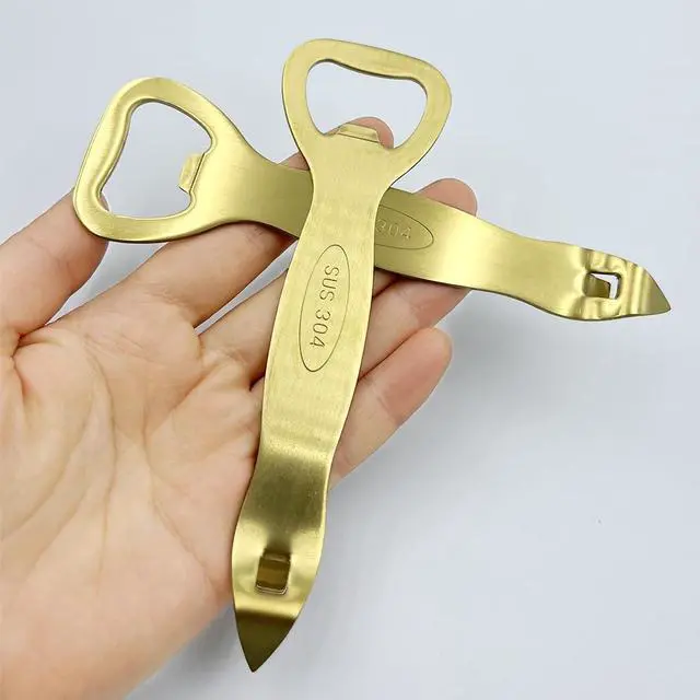 Alt view image 7 of 7 - 2 Pcs Gold Bottle Opener Stainless Steel Can Punch Opener Church Key Can Opener Beer Openers for Bar Kitchen Party, Gift for Men Husband Father Boyfriend