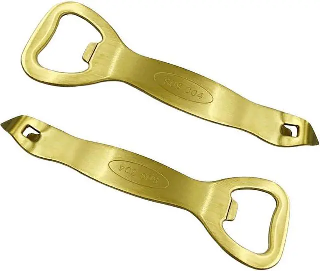 Main image of 2 Pcs Gold Bottle Opener Stainless Steel Can Punch Opener Church Key Can Opener Beer Openers for Bar Kitchen Party, Gift for Men Husband Father Boyfriend