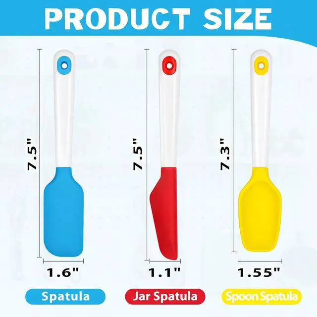 Alt view image 3 of 6 - Webake Mini Silicone Spatula Set, Non-Stick Small Spatulas with Sturdy Handle, Nice for Small Jars and Cans, Mixing, Cooking and Baking, Heat Resistant and Dishwasher Safe, Great for Kitchen Use