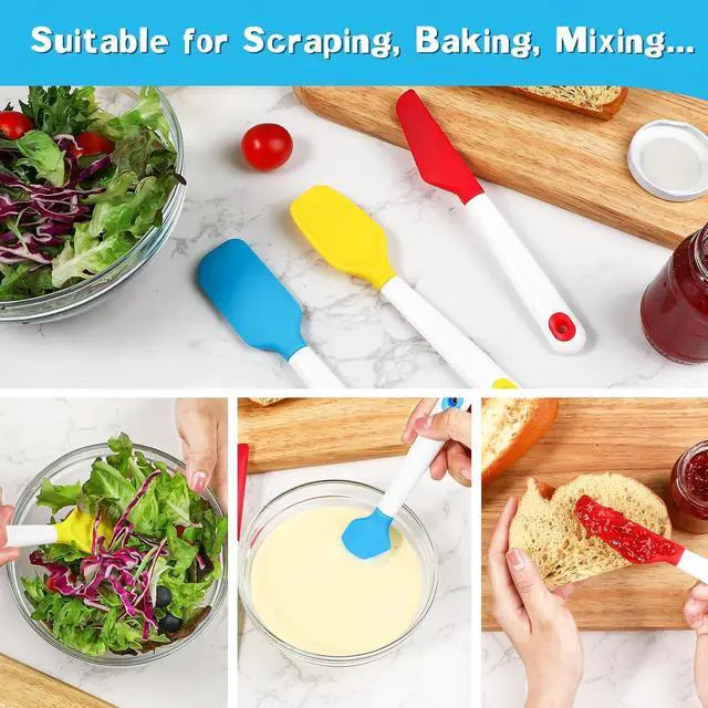 Alt view image 5 of 6 - Webake Mini Silicone Spatula Set, Non-Stick Small Spatulas with Sturdy Handle, Nice for Small Jars and Cans, Mixing, Cooking and Baking, Heat Resistant and Dishwasher Safe, Great for Kitchen Use