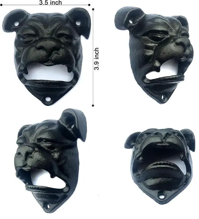 Alt view image 2 of 3 - MGTECH Bulldog Bottle Opener Wall Mounted, Rustic Cast Iron Dog Beer Opener