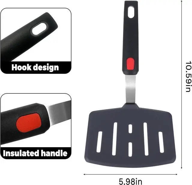 Alt view image 2 of 7 - Spatulas Silicone Heat Resistant,Small Spatula for Non Stick Frying Pan