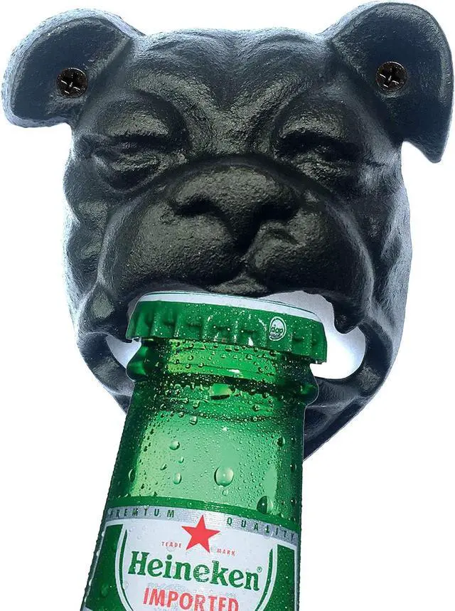 Alt view image 3 of 3 - MGTECH Bulldog Bottle Opener Wall Mounted, Rustic Cast Iron Dog Beer Opener