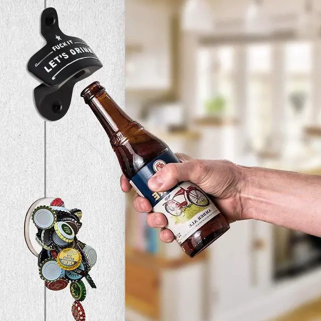 Alt view image 3 of 7 - Bottle Opener Wall Mounted, Christmas Funny Wall Mount Bottle Opener for Men Dad Beer Lovers,Novelty Birthday Fathers Day with Mounting Screws Wall Anchors1 Pack)