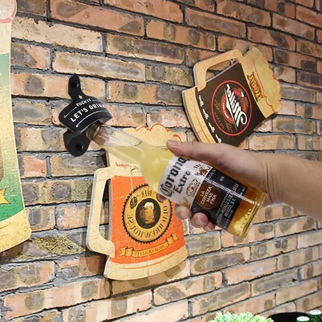 Alt view image 5 of 7 - Bottle Opener Wall Mounted, Christmas Funny Wall Mount Bottle Opener for Men Dad Beer Lovers,Novelty Birthday Fathers Day with Mounting Screws Wall Anchors1 Pack)