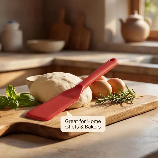 Alt view image 4 of 7 - Silicone Thin Omelet Turner, Thin Crepe Spatula Mini Brownie Serving Spatula Long Heat Resistant Cookie Spatulas Non Stick Pancake Spatulas for Cooking Burgers, Pizza, Steak, Egg, Cake (Red)