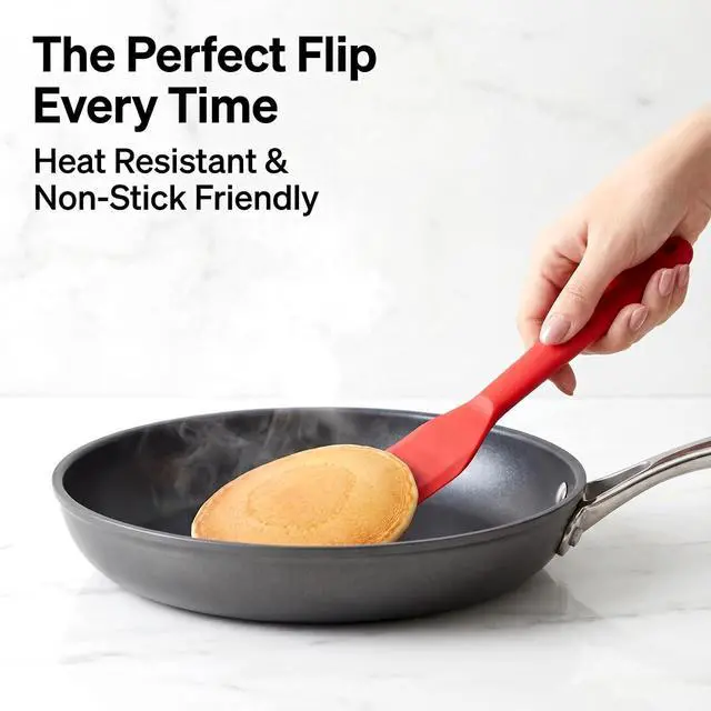 Alt view image 5 of 7 - Silicone Thin Omelet Turner, Thin Crepe Spatula Mini Brownie Serving Spatula Long Heat Resistant Cookie Spatulas Non Stick Pancake Spatulas for Cooking Burgers, Pizza, Steak, Egg, Cake (Red)