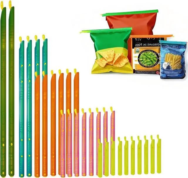 Main image of 30 PCS Chip Clips & Bag Sealers, Reusable Food Bag Clips with 5 Sizes | Airtight reusable clips keep chips, bread, coffee and freezer foods fresh with 5 assorted sizes for everyday kitchen storage.