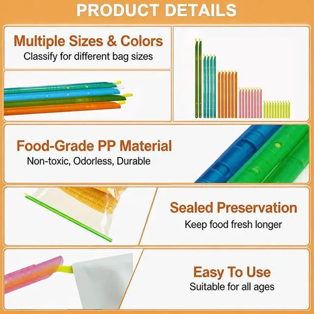 Alt view image 3 of 6 - 30 PCS Chip Clips & Bag Sealers, Reusable Food Bag Clips with 5 Sizes | Airtight reusable clips keep chips, bread, coffee and freezer foods fresh with 5 assorted sizes for everyday kitchen storage.