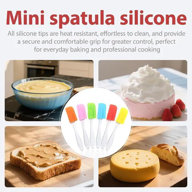 Alt view image 6 of 6 - Mini Silicone Spatula Set 6 Pack Baking Tools Multi Color | Heat Resistant Silicone,Reusable Non Stick Surface,Dishwasher Safe,Colorful Tools for Baking Cooking