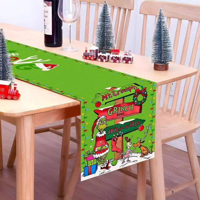 Alt view image 2 of 5 - Christmas Table Runner Merry Christmas Winter Holiday Party Decoration Xmas Fireplace Kitchen Dining Room Home Decor (Green, 13" x 72")