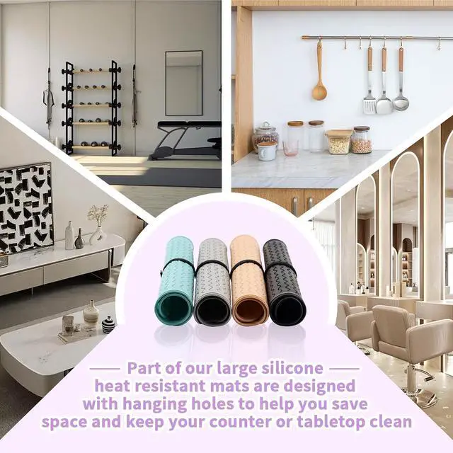 Alt view image 6 of 6 - Oversize Silicone Heat Resistant Mat, Heat Mat with for Curling Iron, Travel Cover Cushion for Curling Irons, Hair Bands and Styling Tools(15.7" X 11.8") (Black)