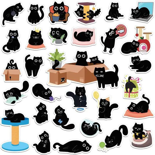 Main image of Hapric 30Pcs Black Cat Fridge Magnets for Refrigerator, Locker Decor | Funny Kitchen Decor Accessories Gifts for Cat Lover Magnetic Stickers for Home, Office, Mailbox, Holiday