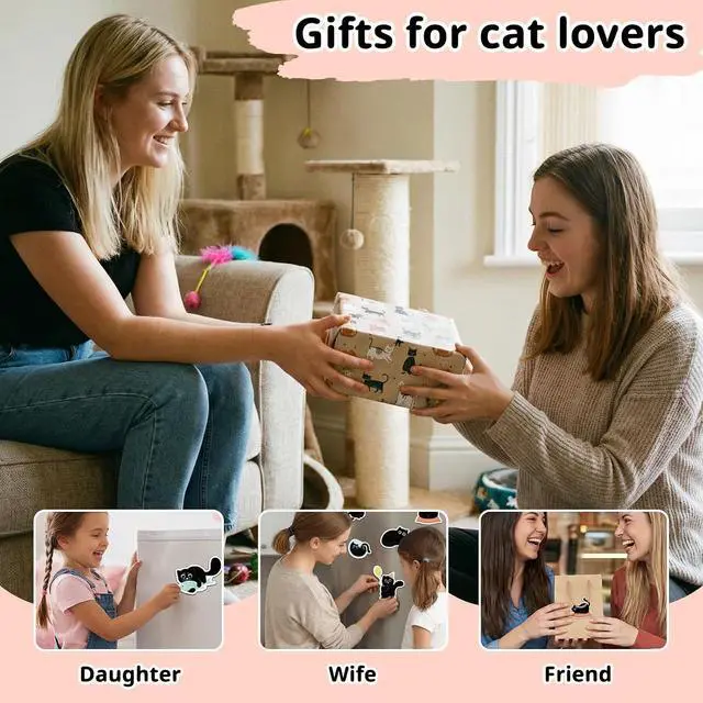 Alt view image 6 of 7 - Hapric 30Pcs Black Cat Fridge Magnets for Refrigerator, Locker Decor | Funny Kitchen Decor Accessories Gifts for Cat Lover Magnetic Stickers for Home, Office, Mailbox, Holiday