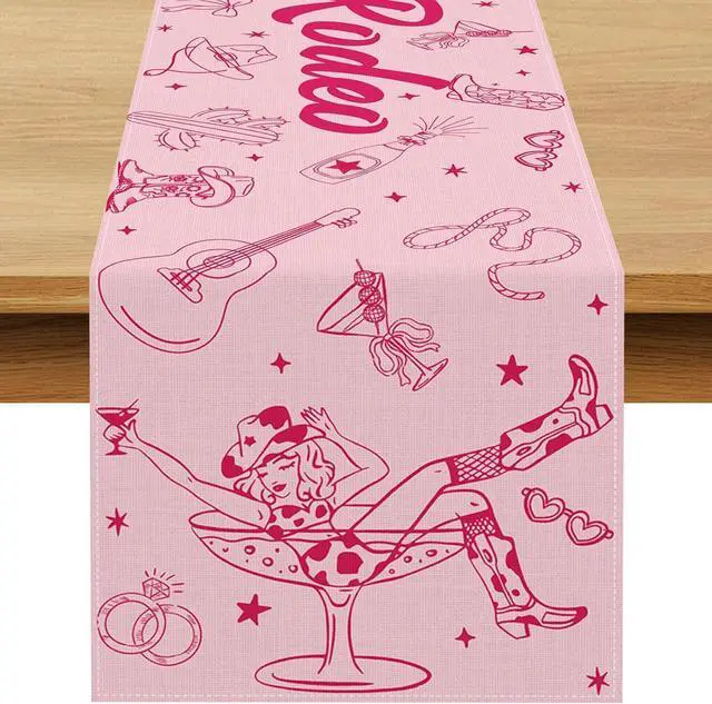 Main image of Last Rodeo Bachelorette Party Decorations Western Cowgirl Table Runner Disco Western Lets Go Girls Bach Bridal Shower Home Kitchen Island Decor (13" x 72")