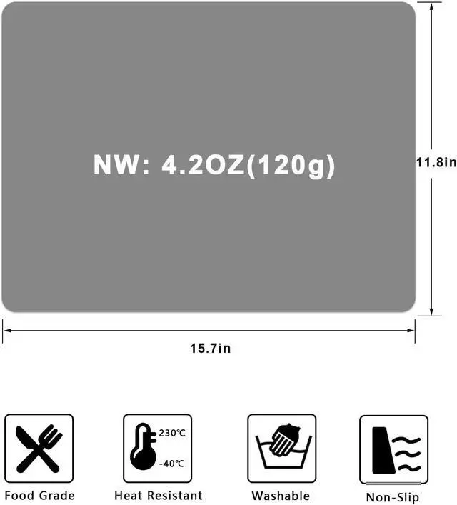 Alt view image 2 of 6 - Silicone Placemats, Food-Grade Non-Slip Waterproof, Dining, Countertop Protector, Kitchen Counter Mat, Heat Resistant, Baking mat Dishwasher Safe