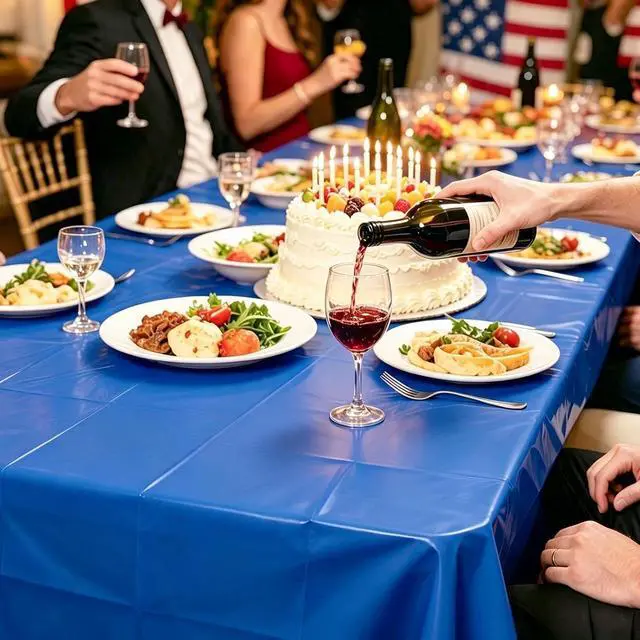 Alt view image 4 of 7 - 2 Pack Royal Blue Plastic Table Cloth Disposable Rectangle Tablecloth 54 x 108 Inch, Royal Blue Plastic Table Covers for Birthday Wedding Banquet Picnic Holiday Party Decorations