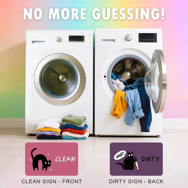 Alt view image 5 of 7 - Funny Cat Cartoon Dishwasher Magnet Signs, Clean Dirty Indicator, Double Sided Reversible Strong Fridge Magnet for Kitchen, Cat Lovers Dishwasher Accessories, Pink