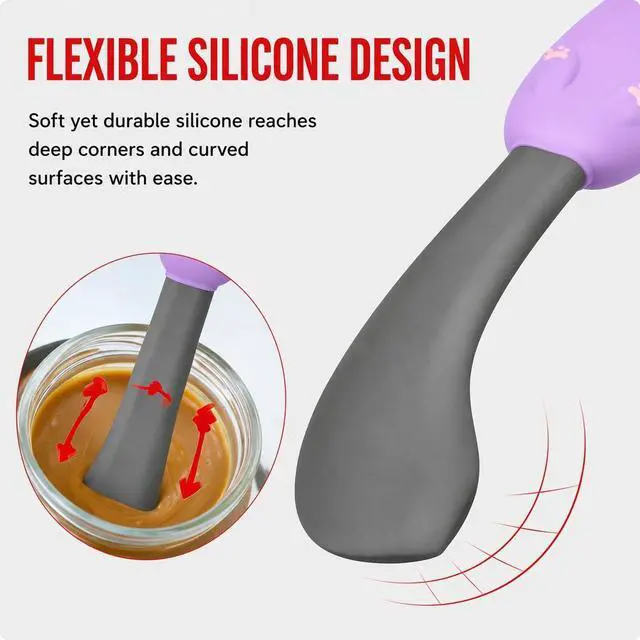 Alt view image 3 of 7 - Jar Scraper Spatula - Silicone Scraper, Cute Kitchen Accessories, Unique Fun Cooking Kitchen Gadgets for Foodies - BPA-free & 100% Food Safe (Puppy - Purple)