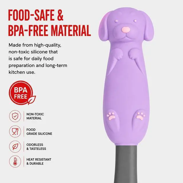 Alt view image 4 of 7 - Jar Scraper Spatula - Silicone Scraper, Cute Kitchen Accessories, Unique Fun Cooking Kitchen Gadgets for Foodies - BPA-free & 100% Food Safe (Puppy - Purple)