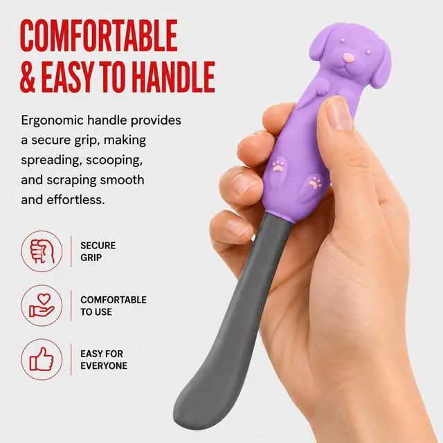 Alt view image 5 of 7 - Jar Scraper Spatula - Silicone Scraper, Cute Kitchen Accessories, Unique Fun Cooking Kitchen Gadgets for Foodies - BPA-free & 100% Food Safe (Puppy - Purple)