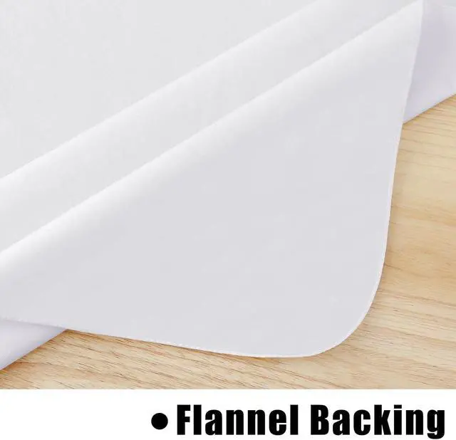 Alt view image 5 of 7 - homing Rectangle White Vinyl Waterproof Tablecloth with Flannel Backed | Spillproof Wipe Clean Table Cloth, Plastic Flannel Backing for Dining, Buffet Parties Picnic Camping, 60" x 84"
