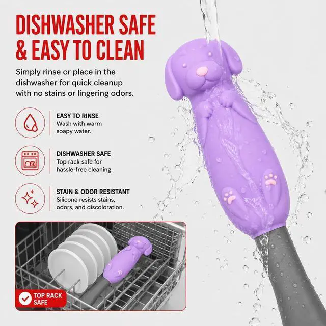 Alt view image 6 of 7 - Jar Scraper Spatula - Silicone Scraper, Cute Kitchen Accessories, Unique Fun Cooking Kitchen Gadgets for Foodies - BPA-free & 100% Food Safe (Puppy - Purple)