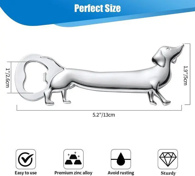 Alt view image 2 of 7 - Dachshund Dog Bottle Opener Beer Opener, Dachshund Gifts Sausage Dog Gifts Funny Novelty Cute Wiener Dog Doxie Gifts, Silver