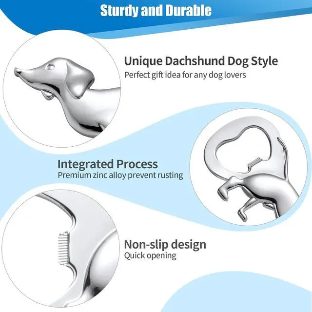 Alt view image 3 of 7 - Dachshund Dog Bottle Opener Beer Opener, Dachshund Gifts Sausage Dog Gifts Funny Novelty Cute Wiener Dog Doxie Gifts, Silver