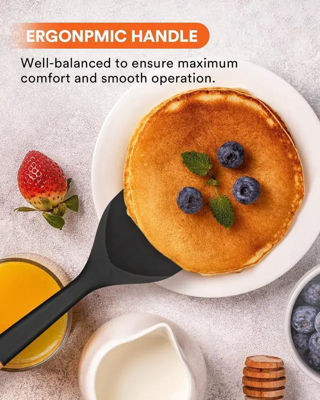 Alt view image 5 of 7 - Badiano Silicone Spatula, Non Scratch Flexible Edge for Pans,13.2 Inch | Food Grade, Comfortable Wooden Handle, Heat Resistant BPA-Free Kitchen Spatulas for Cooking