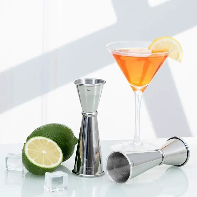 Alt view image 5 of 7 - Briout Double Cocktail Jigger for Bartending, 2 OZ & 1 OZ, Rolled Edge | Premium 304 18/8 Stainless Steel, Internal Measurements, Japanese Jigger, Ideal for Bartending