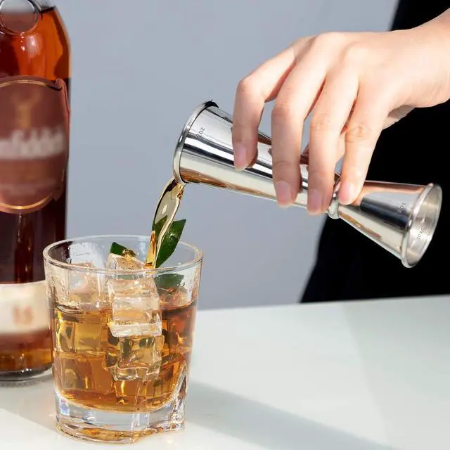 Alt view image 6 of 7 - Briout Double Cocktail Jigger for Bartending, 2 OZ & 1 OZ, Rolled Edge | Premium 304 18/8 Stainless Steel, Internal Measurements, Japanese Jigger, Ideal for Bartending