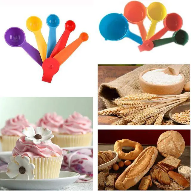 Alt view image 2 of 7 - 10 Pieces Plastic Measuring Cups and Spoons Set Colored for Kitchen Cooking Bathing (random style)
