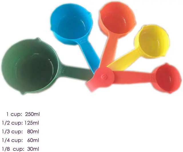 Alt view image 3 of 7 - 10 Pieces Plastic Measuring Cups and Spoons Set Colored for Kitchen Cooking Bathing (random style)