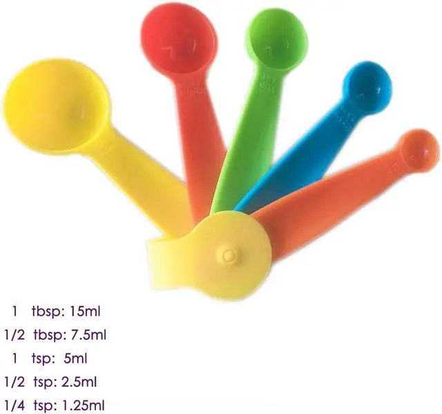Alt view image 4 of 7 - 10 Pieces Plastic Measuring Cups and Spoons Set Colored for Kitchen Cooking Bathing (random style)