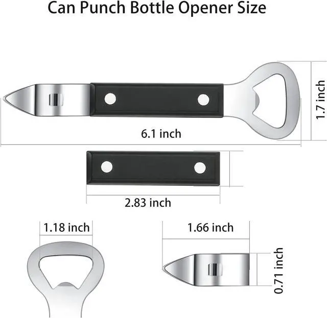 Alt view image 3 of 6 - HANCELANT Can Punch Bottle Opener, Manual Stainless Steel Can Opener 3 Pack