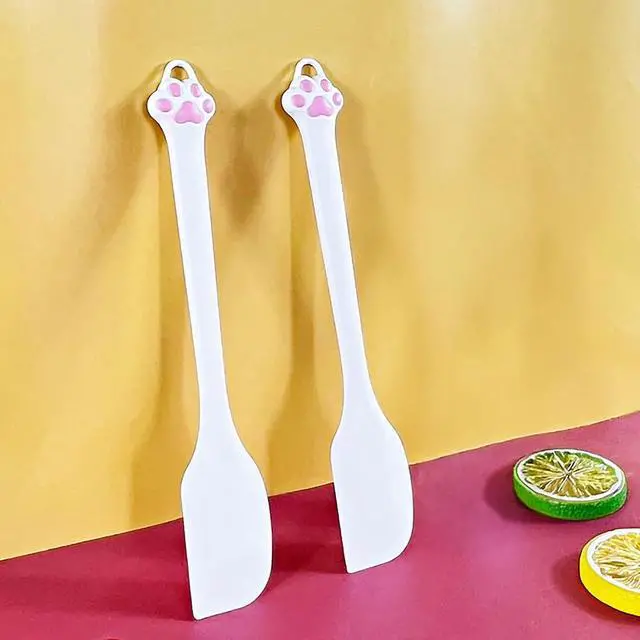 Alt view image 2 of 5 - Silicone spatula, cat paw shape, cat baking tool, batter mixing and spreading knife, kitchen tool. Suitable for canned food, baking, cooking, mixing, spreading and other scenarios.
