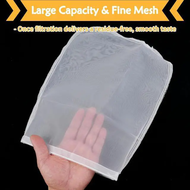 Alt view image 5 of 7 - 4 Pcs 10" x 12" Nut Milk Bag Reusable, Cheese Cloth Bags for Straining | Grade 100 Nylon, Fine Mesh Food Grade Cheesecloth Strainer for Oat Almond Milk Greek Yogurt Juice Cold Brew Coffee Beer Tea