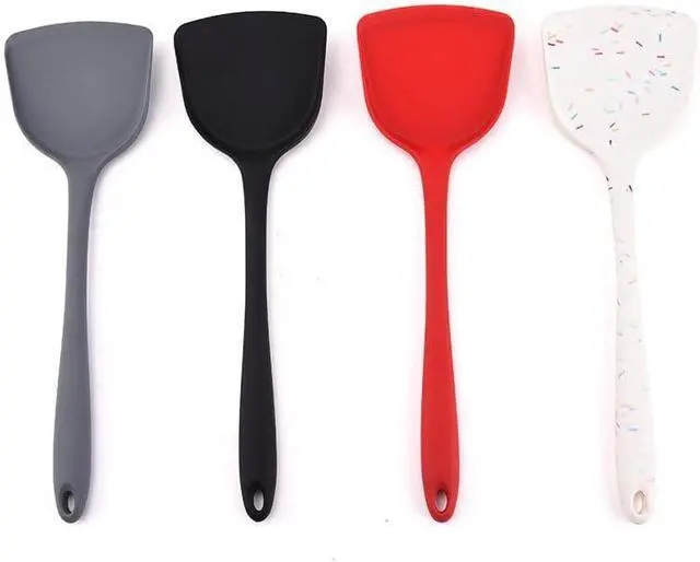 Alt view image 3 of 7 - Silicone Wok Spatulas, Non Stick Heat Resistant Spatula Set, Kitchen Cooking Utensil for Frying, Flipping, Turning 13 inch Silicone Nonstick Turner, High Heat Resistant to 480°F(Red)