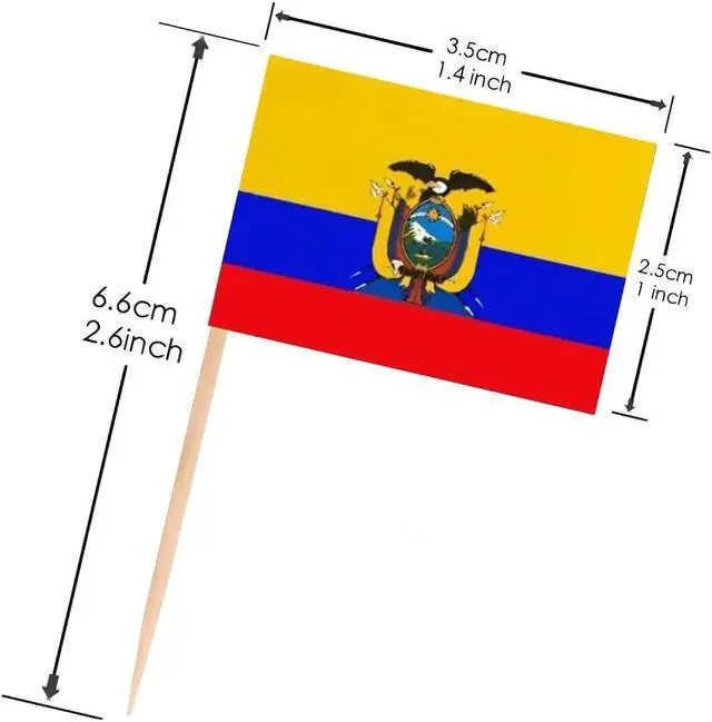 Alt view image 2 of 6 - JAVD CYPS 100 Pcs Ecuador Flag Ecuadorian Toothpick Flags, Small Mini Stick Cupcake Toppers Ecuador Flags,Country Picks Party Decoration Celebration Cocktail Food Bar Cake Flags