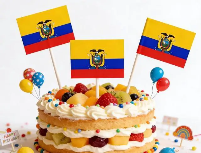 Alt view image 5 of 6 - JAVD CYPS 100 Pcs Ecuador Flag Ecuadorian Toothpick Flags, Small Mini Stick Cupcake Toppers Ecuador Flags,Country Picks Party Decoration Celebration Cocktail Food Bar Cake Flags