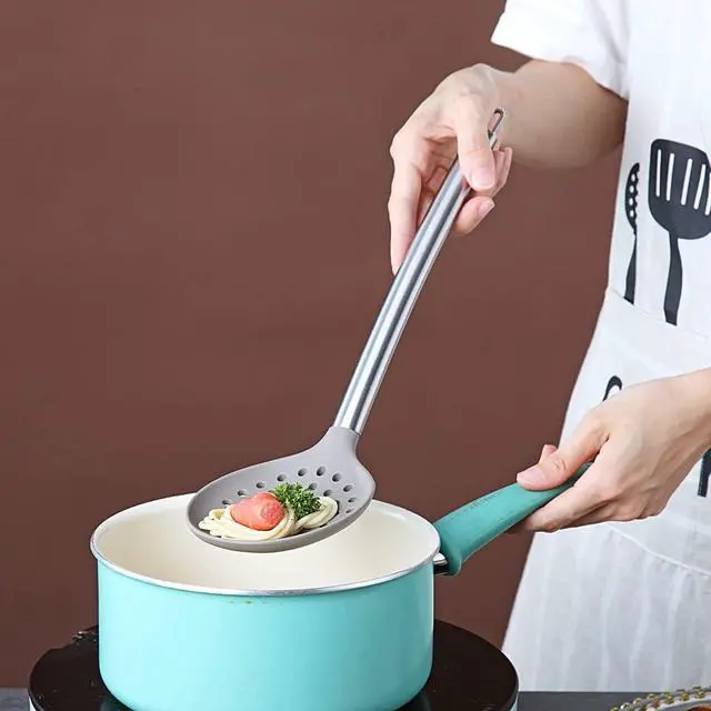 Alt view image 6 of 7 - Berglander Skimmer, Non-stick Silicone Strainer, Kitchen Cooking Skimmers For Non-Stick Cookware, Dishwasher Safe, Easy to Clean