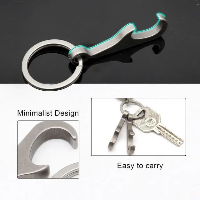 Alt view image 5 of 7 - Titanium Bottle Opener, Small Keychain Beer Bottle Opener Can Opener with Stainless Steel Key Ring(2 Packs)