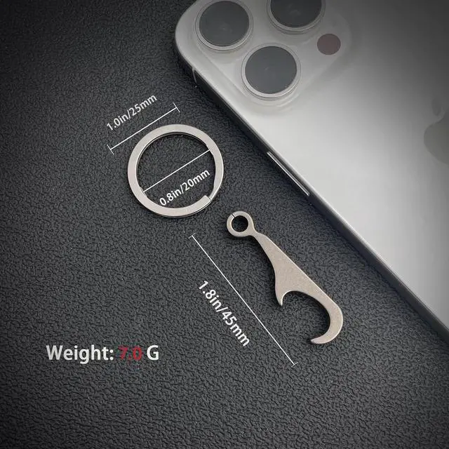 Alt view image 4 of 7 - Titanium Bottle Opener, Small Keychain Beer Bottle Opener Can Opener with Stainless Steel Key Ring(2 Packs)