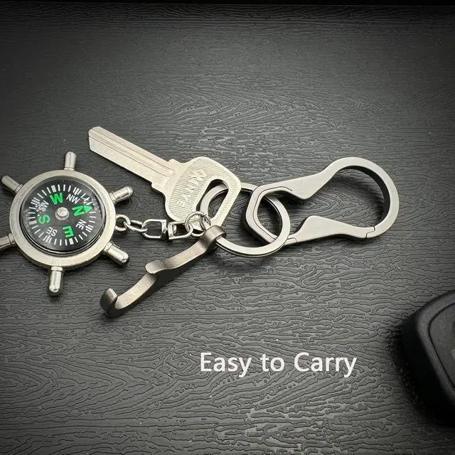 Alt view image 6 of 7 - Titanium Bottle Opener, Small Keychain Beer Bottle Opener Can Opener with Stainless Steel Key Ring(2 Packs)