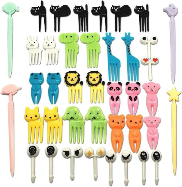 Main image of Set of 40 Lovely Animal Food Fruit Picks Forks, Mini Cute Cartoon Toothpick Sticks Decor for Kids Party Bento Lunch Box Sandwich Appetizer Pastry Decorative Cupcake Baby Dessert Cocktail