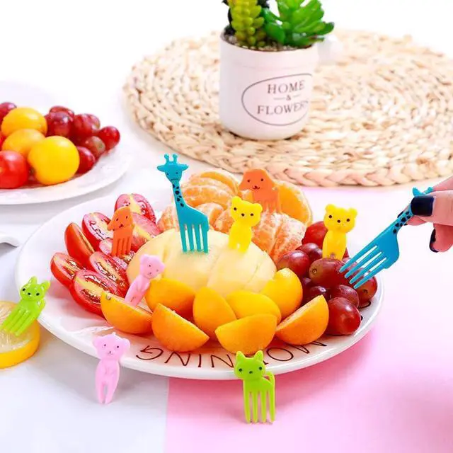 Alt view image 3 of 7 - Set of 40 Lovely Animal Food Fruit Picks Forks, Mini Cute Cartoon Toothpick Sticks Decor for Kids Party Bento Lunch Box Sandwich Appetizer Pastry Decorative Cupcake Baby Dessert Cocktail