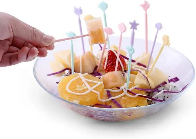 Alt view image 5 of 7 - Set of 40 Lovely Animal Food Fruit Picks Forks, Mini Cute Cartoon Toothpick Sticks Decor for Kids Party Bento Lunch Box Sandwich Appetizer Pastry Decorative Cupcake Baby Dessert Cocktail
