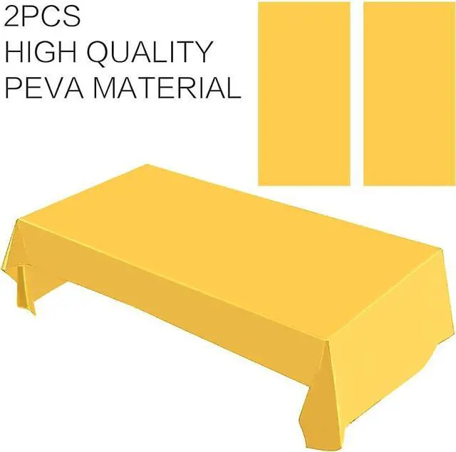 Alt view image 2 of 5 - 2 Packaging Yellow Plastic Tablecloth, 54 inch x108 inch Rectangular Disposable Party Table Cover, Suitable for Birthday, Graduation, Restaurant, Wedding Decoration Tablecloth